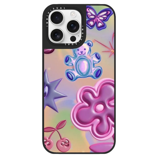 Y2K Style Colorful Bear and Flowers 3D Effect Phone Case_Clear Impact Phone Case [1536200]