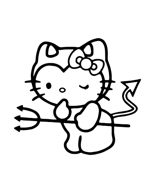 Evil Kitty Tattoo     2*2 inch