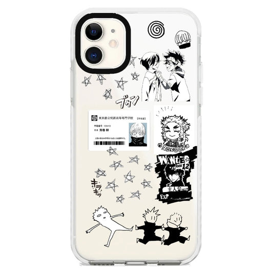 Black and White Anime Collage Mash-up Style Phone Case_iPhone Clear Impact Case [1336855]