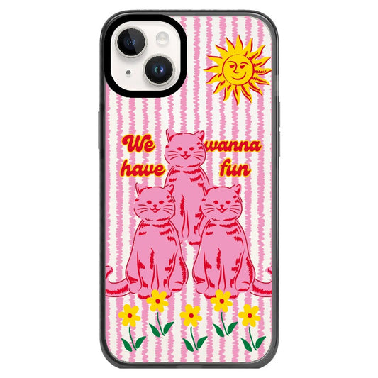 “We Wanna Have Fun" Pink Cats Phone Case_Clear Impact Phone Case [1501198]