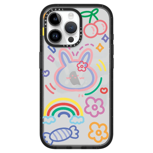 Rabbit, Cherry and Rainbow Neon Color Line Drawing Phone Case_iPhone Ultra-Impact Case [1503048]