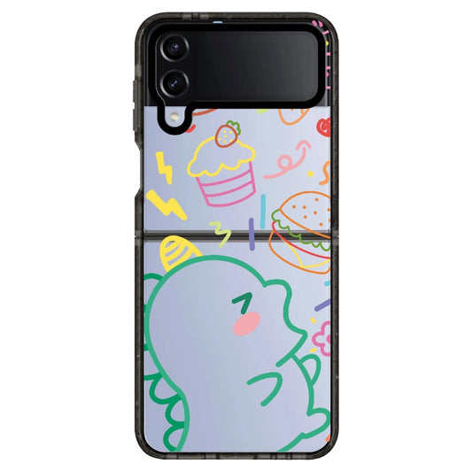 Ice Cream Lover Monster Neon Color Line Drawing Phone Case_Samsung Z Flip [1503687]