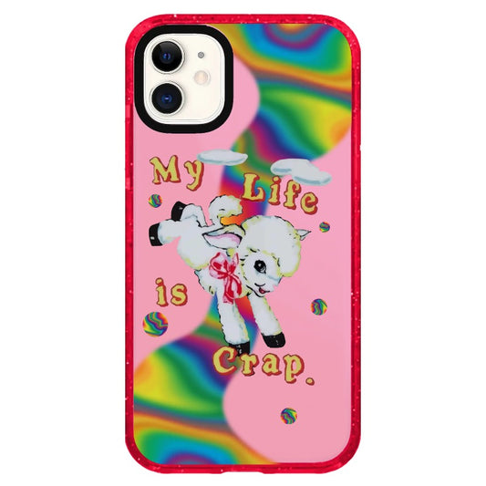 "My Life is Crap" Vintage Style and Y2K Fuzzy Rainbow Phone Case_iPhone Clear Impact Case Limited  [1446103]