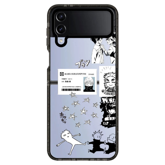 Black and White Anime Collage Mash-up Style Phone Case_Samsung Z Flip [1257212]