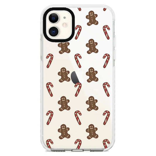 Gingerbread Man and Candy Cane Pattern Christmas Themed Phone Case_iPhone Clear Impact Case [1495299]