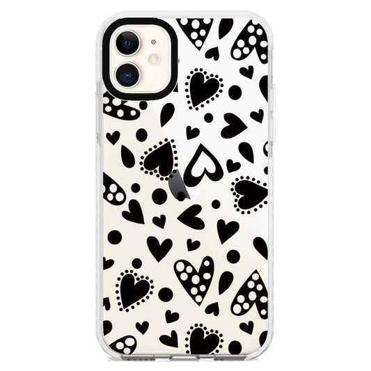 Different Shapes of Love Black Heart Pattern Phone case_iPhone Clear Impact Case [1501162]