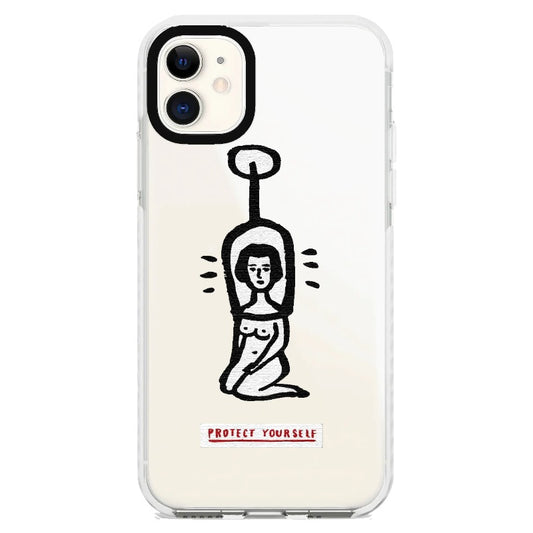 "Protect Yourself" Minimal Illustration Phone Case_iPhone Clear Impact Case [1448057]