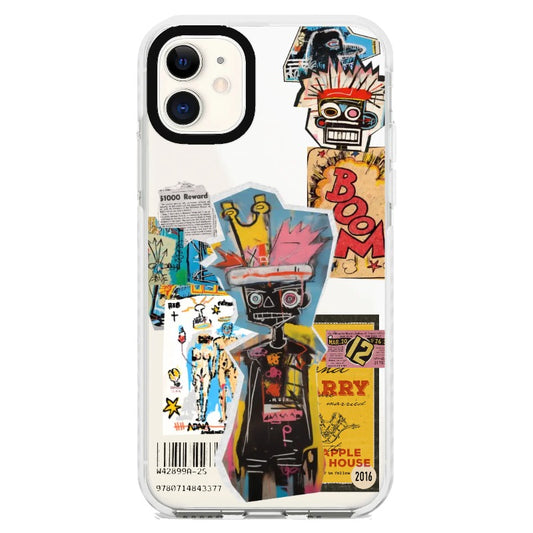 AI Generated Basquiat Inspired Collage Phone Case_iPhone Clear Impact Case [1446183]