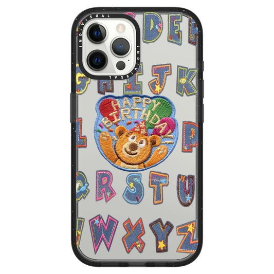"Happy Birthday" Jean Patch Style Teddy Bear and Letter Stickers Phone Case_iPhone Ultra-Impact Case [1462873]