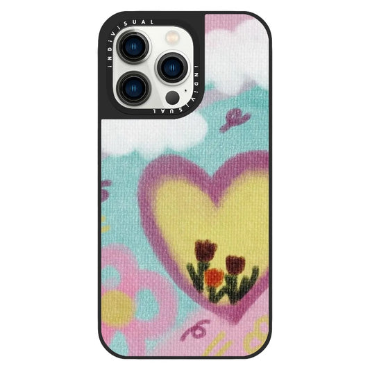 Pastel on Canvas Style Tulip and Blue Sky Doodle Art Phone Case_Clear Impact Phone Case [1444120]