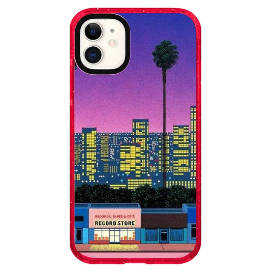 City Pop Style Evening Record Store Street Scene Phone Case_iPhone Clear Impact Case Limited  [1277499]