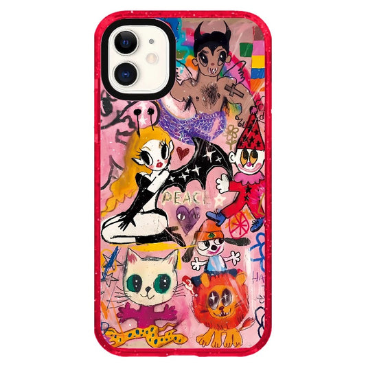 Graffiti Art Style Clown and Animals Phone Case_iPhone Clear Impact Case Limited  [1507528]