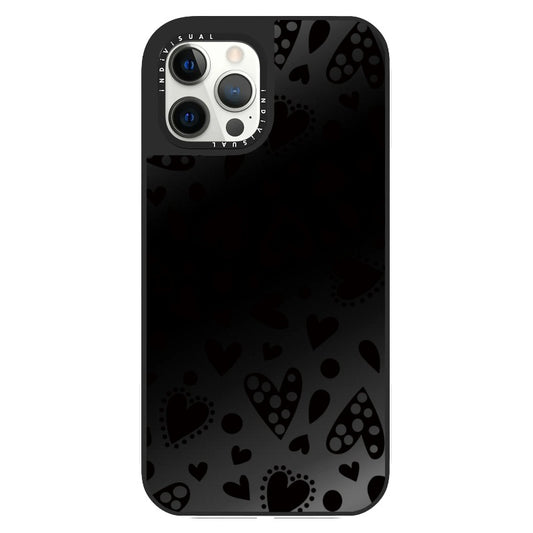 Different Shapes of Love Black Heart Pattern Phone case_Clear Impact Phone Case [1501162]