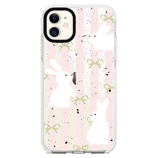 Rabbit Pink Stripes and Green Bows_iPhone Clear Impact Case [1502894]