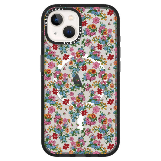 Classic Delicate Blue and Red Theme Floral Pattern Phone Case_ iPhone Ultra-MagSafe Case [1503102]