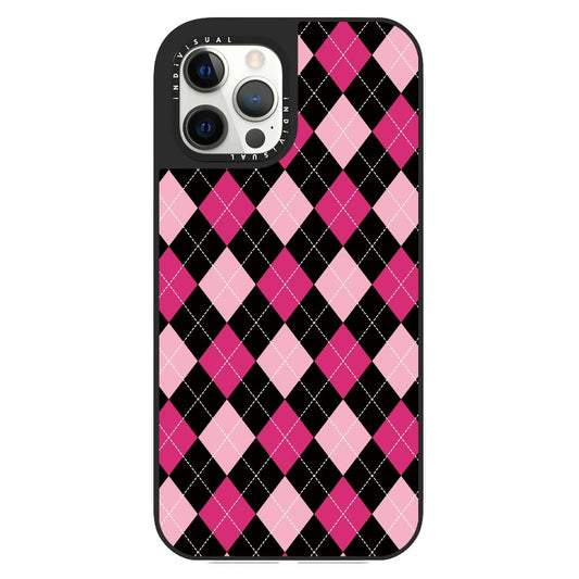 Black Pink Diamond Check Pattern _Clear Impact Phone Case [1503692]