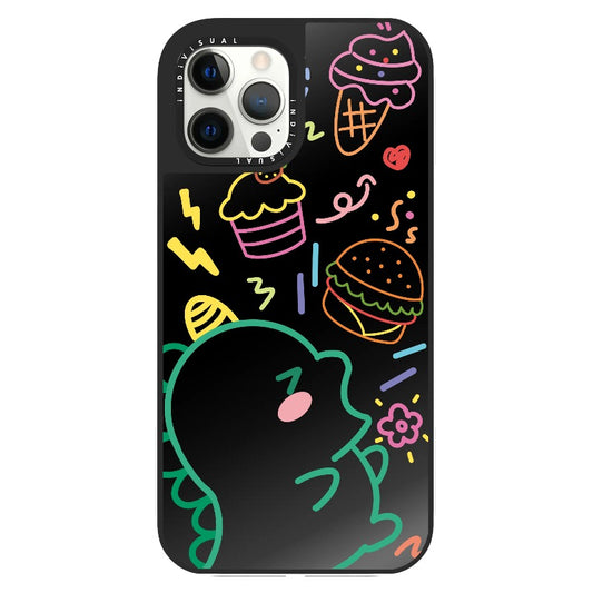 Ice Cream Lover Monster Neon Color Line Drawing Phone Case_Clear Impact Phone Case [1503687]