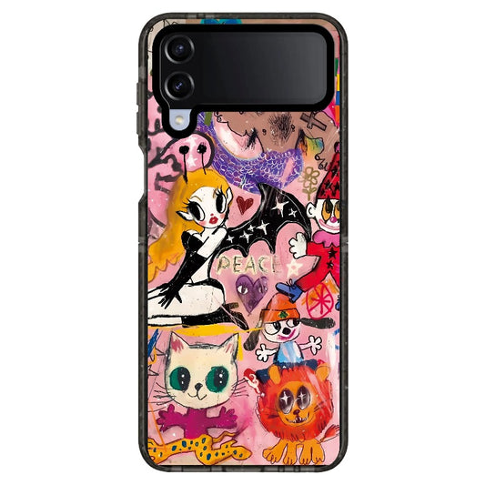 Graffiti Art Style Clown and Animals Phone Case_Samsung Z Flip [1507528]