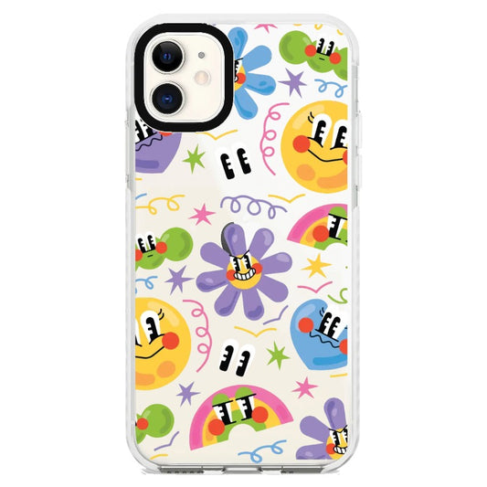 Smiley Flowers and Suns Cartoon Style Phone Case_iPhone Clear Impact Case [1459620]