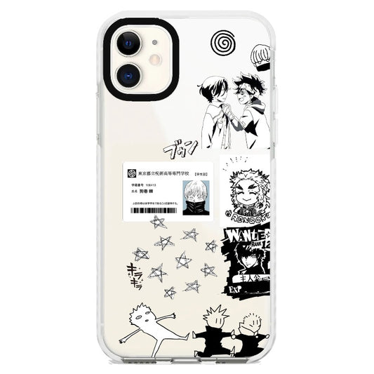 Black and White Anime Collage Mash-up Style Phone Case_iPhone Clear Impact Case [1257212]