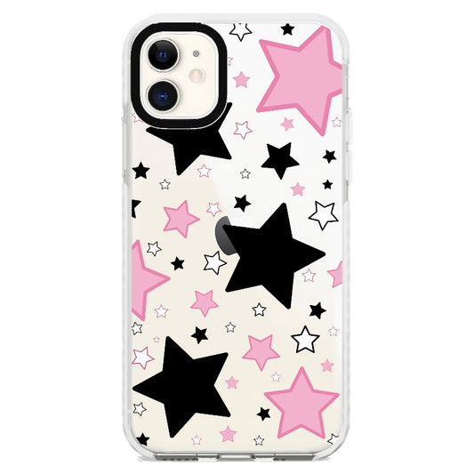 Black, Pink and White Stars Pattern_iPhone Clear Impact Case [1506799]