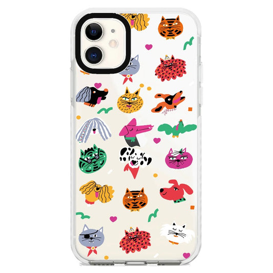 Cat Illustration Pattern Phone Case_iPhone Clear Impact Case [1502945]