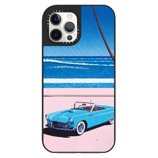 City Pop Style Vintage Sport Car and Beach Scene Phone Case_Clear Impact Phone Case [1277488]