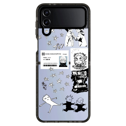 Black and White Anime Collage Mash-up Style Phone Case_Samsung Z Flip [1336855]