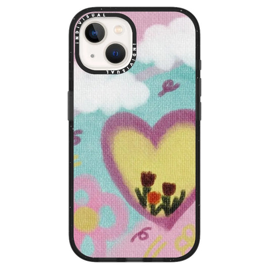 Pastel on Canvas Style Tulip and Blue Sky Doodle Art Phone Case_ iPhone Ultra-MagSafe Case [1444120]