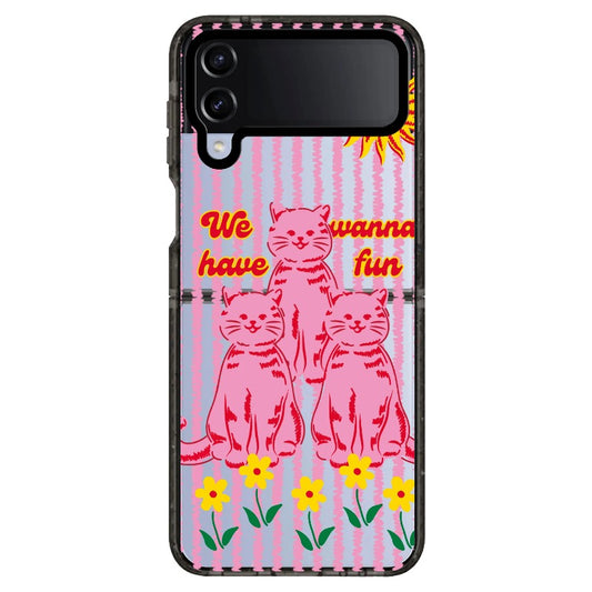 “We Wanna Have Fun" Pink Cats Phone Case_Samsung Z Flip [1501198]