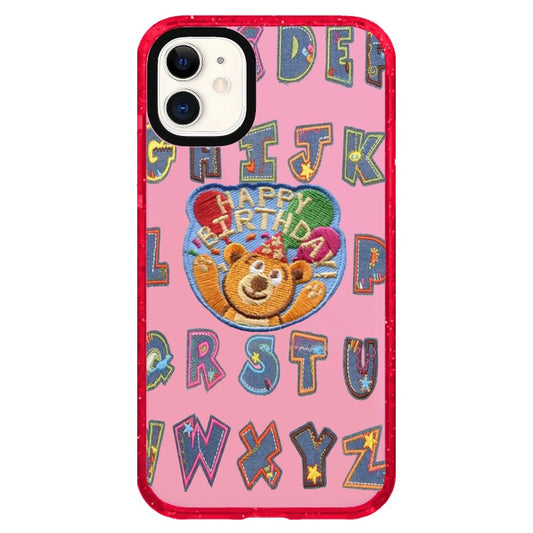 "Happy Birthday" Jean Patch Style Teddy Bear and Letter Stickers Phone Case_iPhone Clear Impact Case Limited  [1462873]