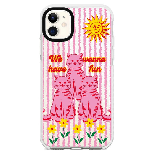 “We Wanna Have Fun" Pink Cats Phone Case_iPhone Clear Impact Case [1501198]