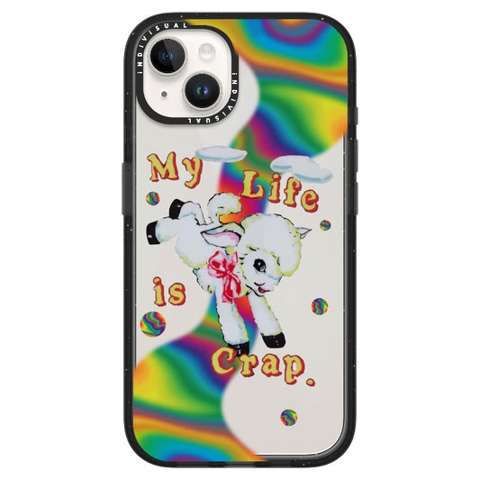 "My Life is Crap" Vintage Style and Y2K Fuzzy Rainbow Phone Case_Clear Impact Phone Case [1446103]