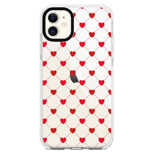 Red Heart Diamond Pattern Phone Case_iPhone Clear Impact Case [1506844]