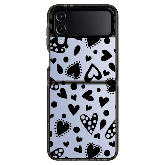 Different Shapes of Love Black Heart Pattern Phone case_Samsung Z Flip [1501162]