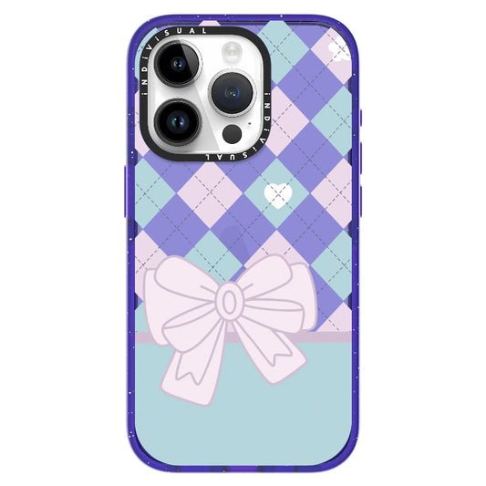 Blue and Pink Diamond Pattern with Bow_iPhone Ultra-Impact Case [1504394]