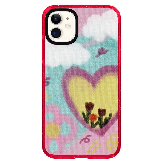 Pastel on Canvas Style Tulip and Blue Sky Doodle Art Phone Case_iPhone Clear Impact Case Limited  [1444120]