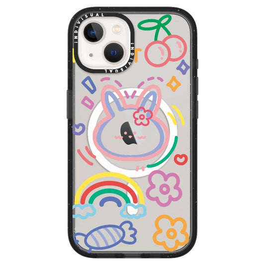 Rabbit, Cherry and Rainbow Neon Color Line Drawing Phone Case_ iPhone Ultra-MagSafe Case [1503048]