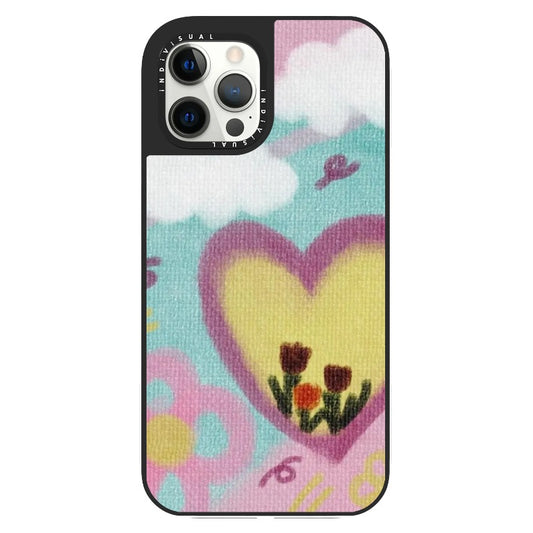 Pastel on Canvas Style Tulip and Blue Sky Doodle Art Phone Case_Clear Impact Phone Case [1444120]