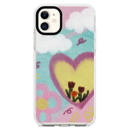 Pastel on Canvas Style Tulip and Blue Sky Doodle Art Phone Case_iPhone Clear Impact Case [1444120]