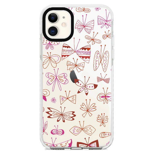 Butterflies and Bow Purple and Red Line Art Phone Case_iPhone Clear Impact Case [1502937]