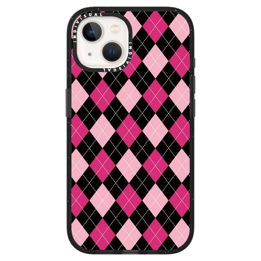 Black Pink Diamond Check Pattern _ iPhone Ultra-MagSafe Case [1503692]