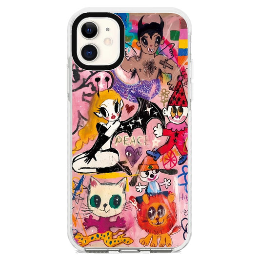 Graffiti Art Style Clown and Animals Phone Case_iPhone Clear Impact Case [1507528]