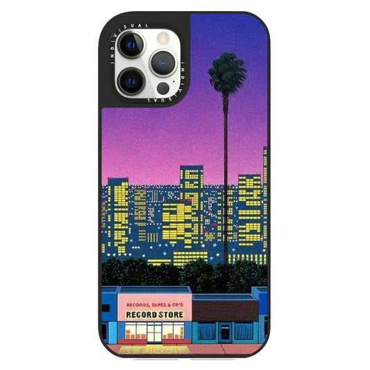 City Pop Style Evening Record Store Street Scene Phone Case_Clear Impact Phone Case [1277499]