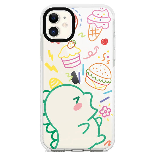 Ice Cream Lover Monster Neon Color Line Drawing Phone Case_iPhone Clear Impact Case [1503687]