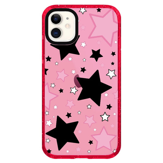 Black, Pink and White Stars Pattern_iPhone Clear Impact Case Limited  [1506799]