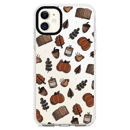 Fall Aesthetic Pumpkin and Leaves Phone Case_iPhone Clear Impact Case [1502938]