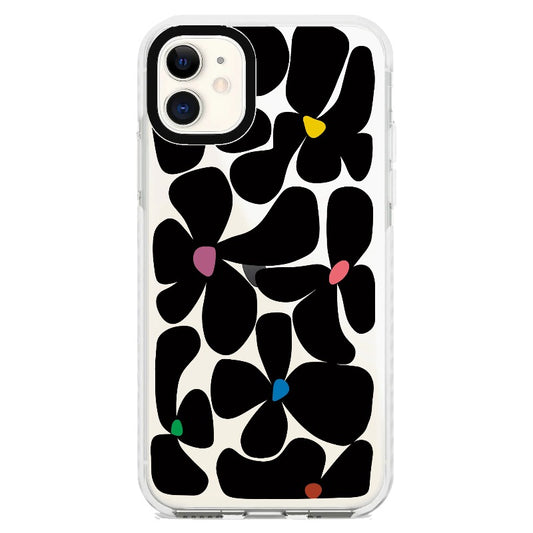 Black Floral Pattern Phone Case_iPhone Clear Impact Case [1503078]