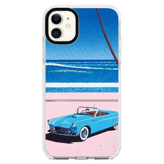 City Pop Style Vintage Sport Car and Beach Scene Phone Case_iPhone Clear Impact Case [1277488]