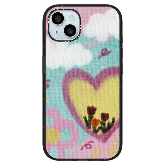 Pastel on Canvas Style Tulip and Blue Sky Doodle Art Phone Case_iPhone Ultra-Impact Case [1444120]